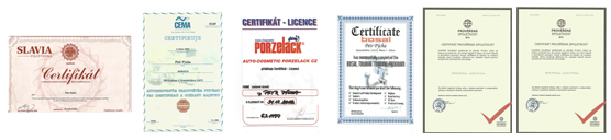 Auto Pýcha certifikáty